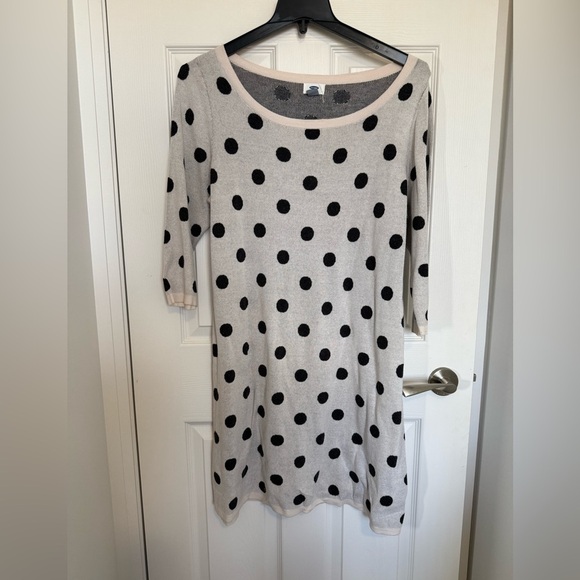 Old Navy Bold Polka Dot Grey Sweater 3/4 sleeve Dress- 100% cotton- XL - Picture 5 of 7